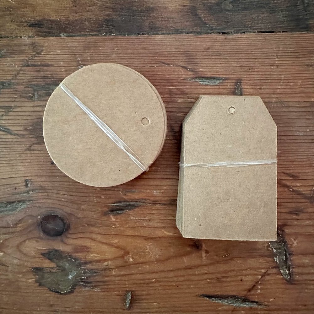 30 Each Kraft Paper Gift Tags, Circle and Standard Shape NWOT